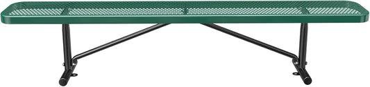 Thermoplastic Coated Iron Park Bench for Outside, Heavy Duty Metal Garden Bench, Expanded Commercial Grade Seating for Shopping Malls, Lawn Yard Porch Entryway (Green without Backrest, 96IN)
