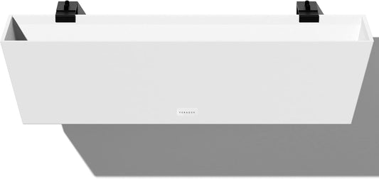 Veradek Pure Series Railing Planter - Plastic Hanging Planter for Outdoor Balcony/Fence | Durable All-Weather Use with Adjustable Brackets | Modern Décor for Flowers, Succulents, Hanging Plants