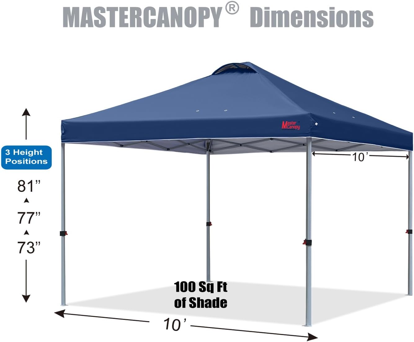 MASTERCANOPY Durable Pop-up Canopy Tent with Roller Bag (10x10, Navy Blue)