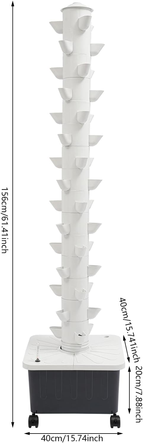 Hydroponics Vertical Growing Kit with Grow Lights 45 Plants Garden Hydroponic Growing System Outdoor Outdoor Indoor Vertical Garden Planter Tower with Automatic Watering for Herbs Fruits Vegetables