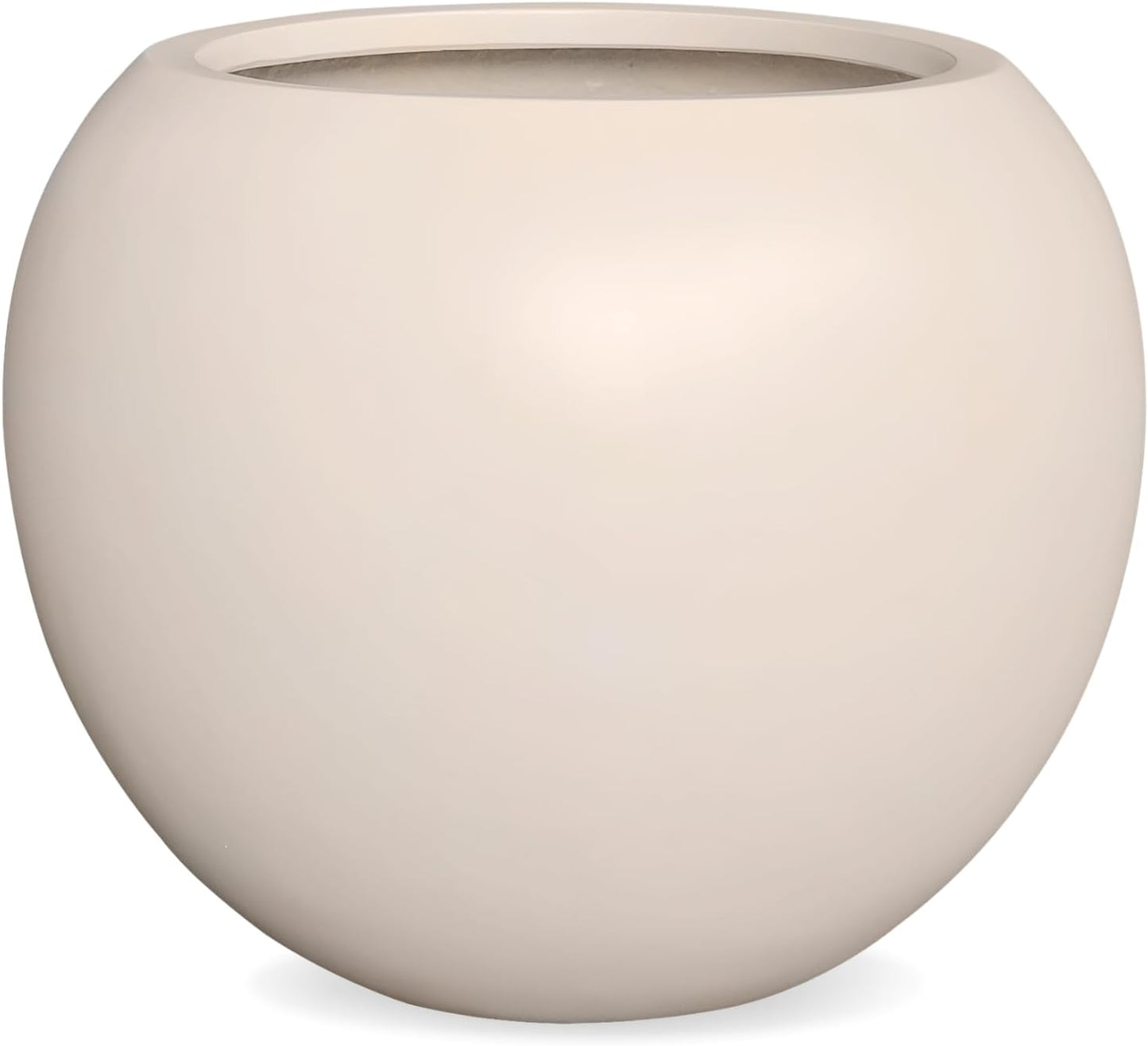 9.7" H x 12" D Globo Fiberstone Round Planter with Drainage Hole, Weather Resistant, Planters for Indoor Plants & Outdoor, 2 Extra Coco Mats (Kilim Beige, 7.8" Pot Opening)