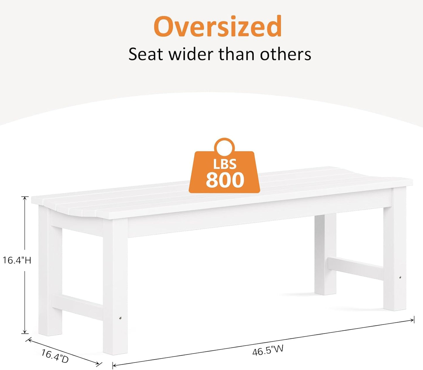 Outdoor Bench Set of 2, 2-Person Patio Backless Benches, HIPS Weatherproof Garden Bench That Never Rot and Fade, Suit for Backyard, Church, Patio, Deck and Entryway (White)