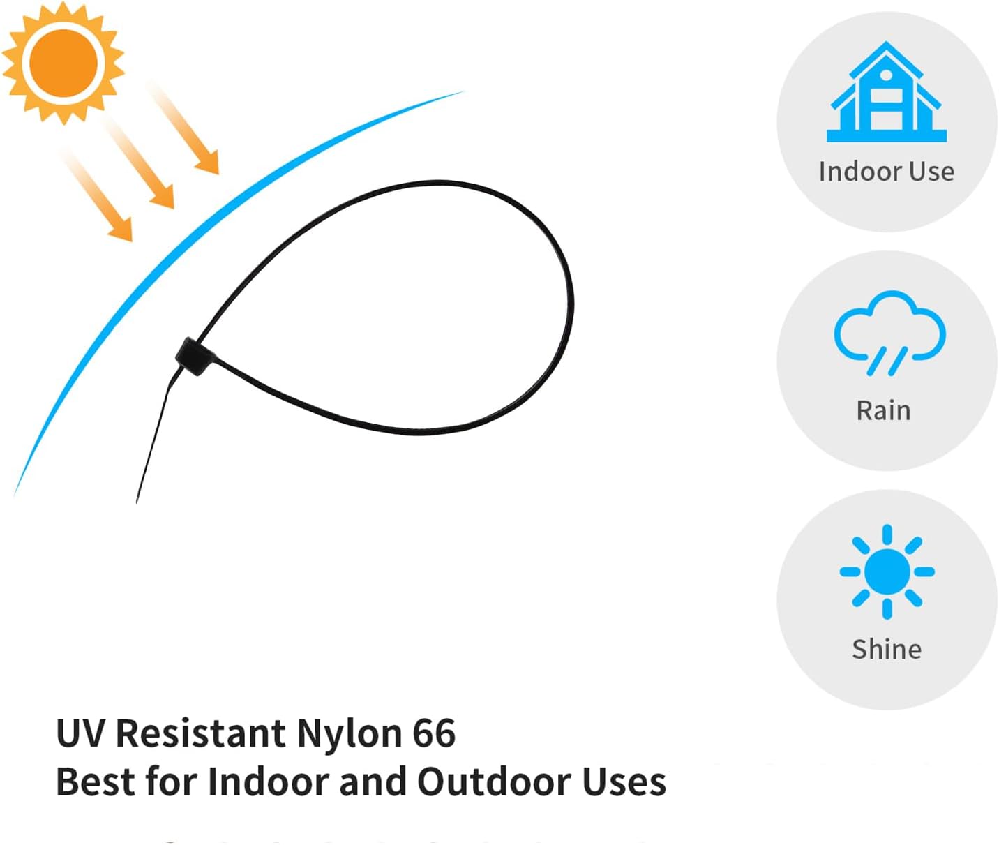 12 Inch Zip Ties Blue 1000 PCS, 50 Lbs- Heavy Duty Tensile Strength, Nylon PA66 UV Resistant Cable Ties for Indoor and Outdoor Use - Ideal for object bundling and fastening