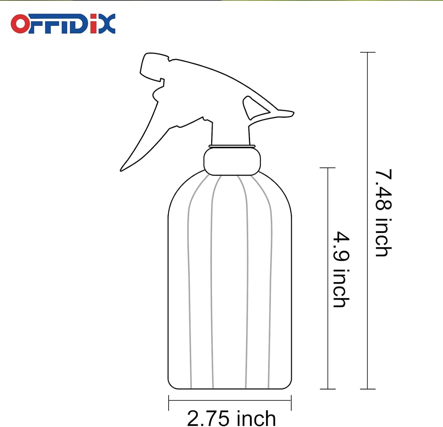 OFFIDIX Glass Spray Bottle, Garden Plants Indoor Plant Mister with Adjustable Nozzle, 0.4L/13.5oz Pressure Watering Can Handheld Spray Bottle for Outdoor Indoor Plants and Cleaning Work (Gray)