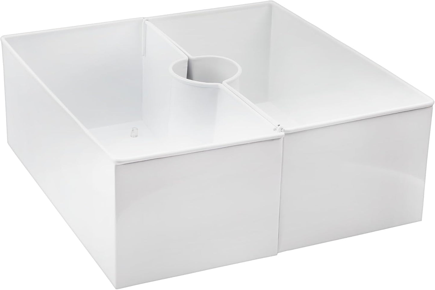 AuldHome Design Umbrella Planter for Patio Table (White Square), w/Umbrella Hole, Enamelware Rectangular Planter Pots