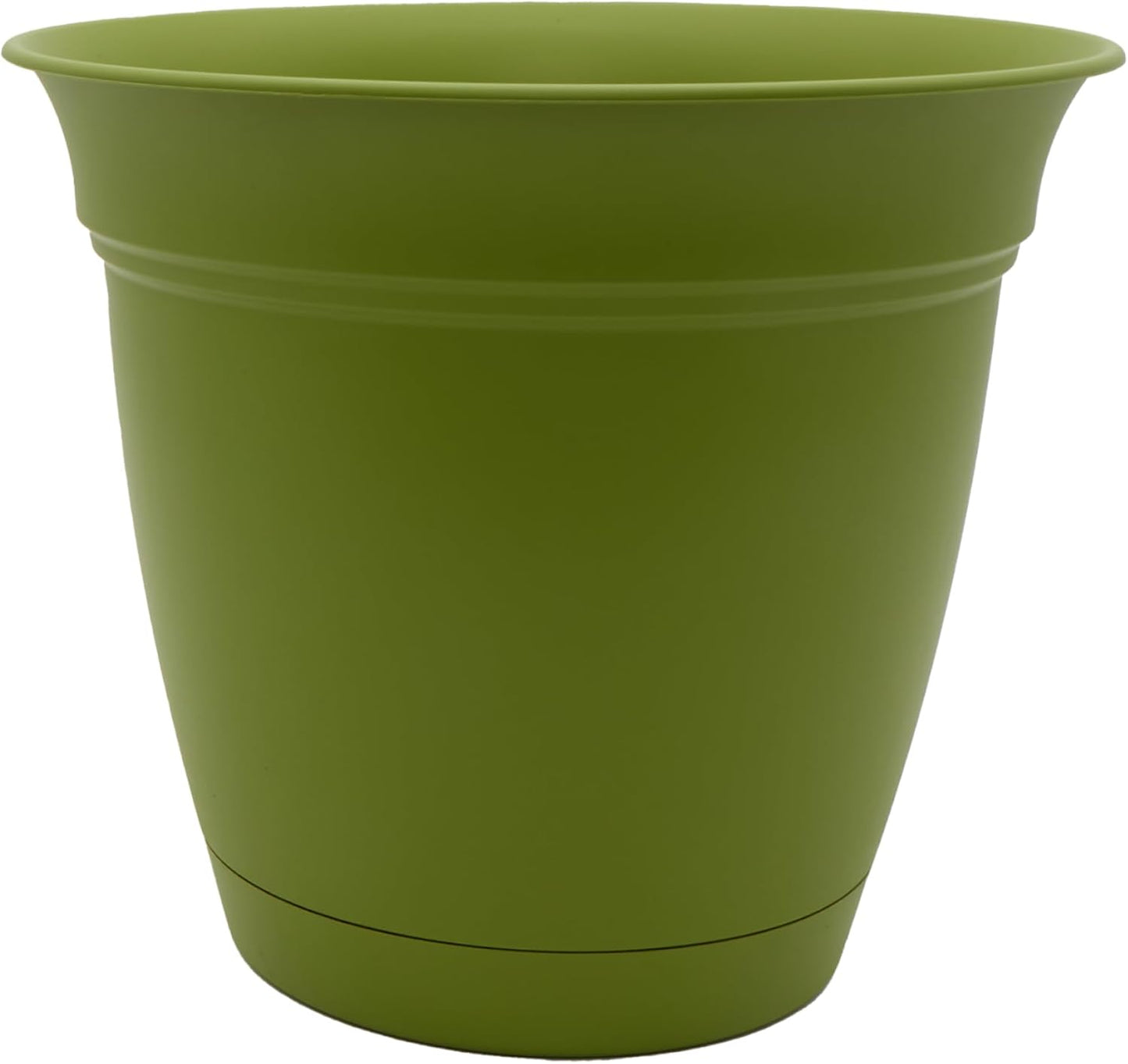 The HC Companies Eclipse Round Planter with Saucer - Outdoor & Indoor Plant Pot with Drainage Holes - Lightweight, UV-Resistant Plastic Pots for Plants, Flowers & Herbs (10" Peridot, Pack of 1)