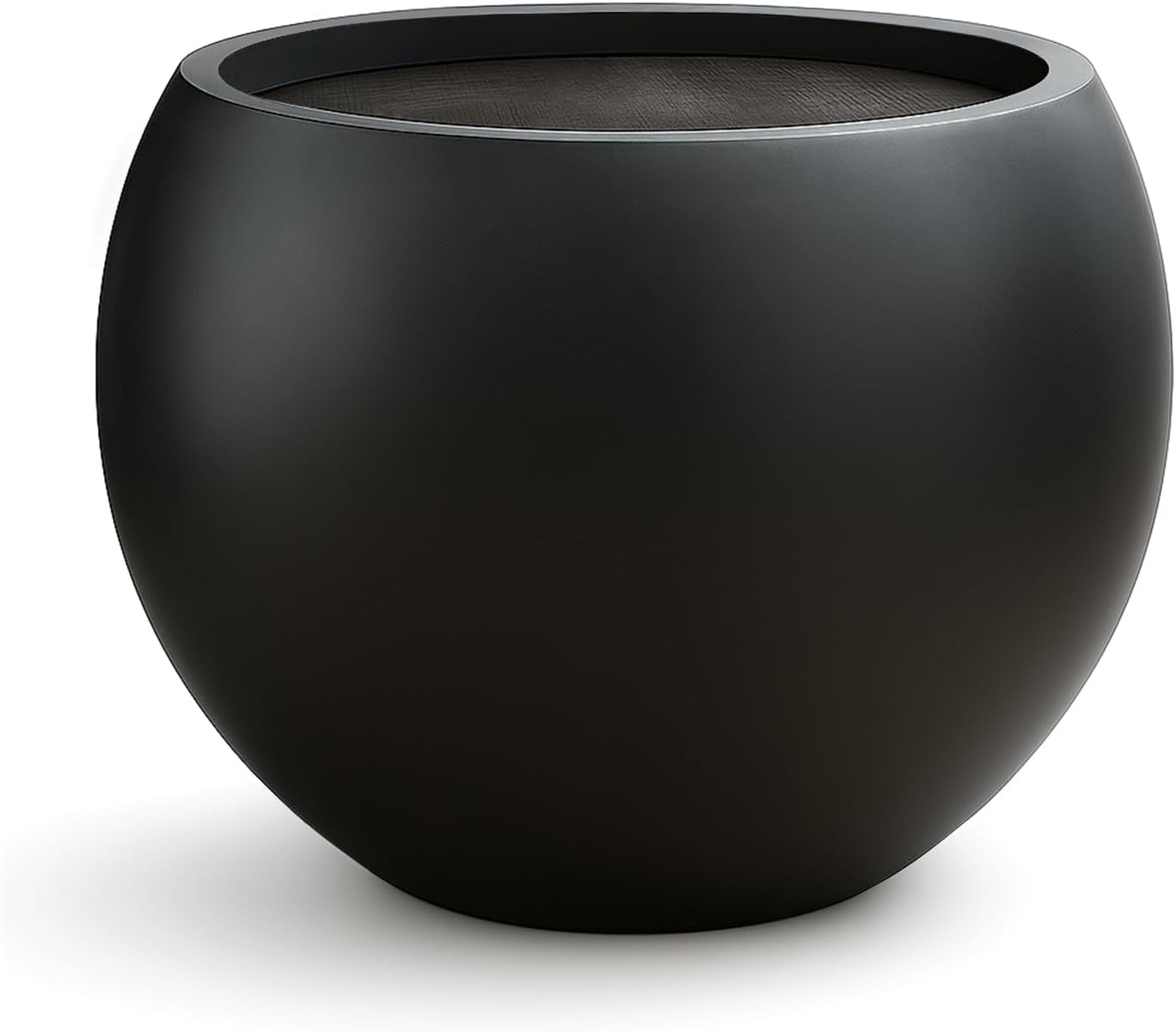 Ball Fiberstone Planter Outdoor Indoor, Large Tall Plant Pots for Front Porch, Patio, Garden (Black, 20 inch)