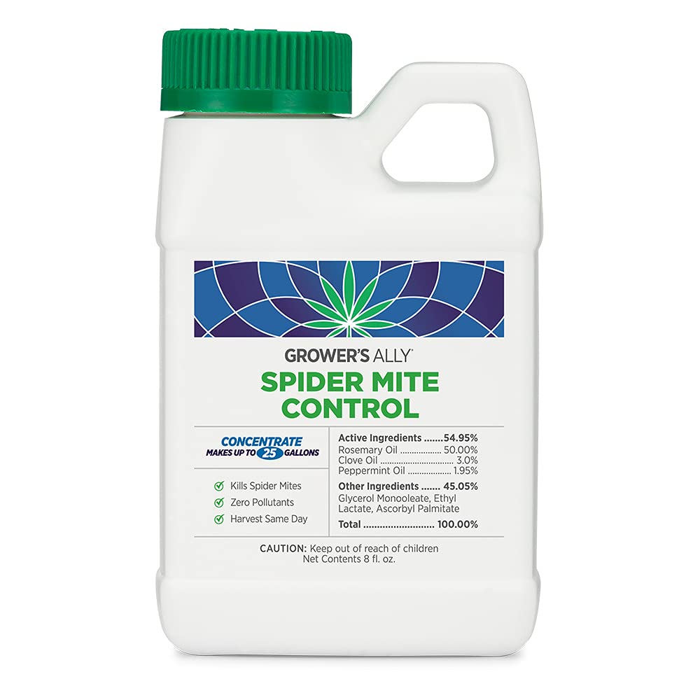 Grower's Ally Spider Mite Control | 8 oz Concentrate, Makes 25 Gallons | Insecticide and Miticide for Plants | OMRI Listed