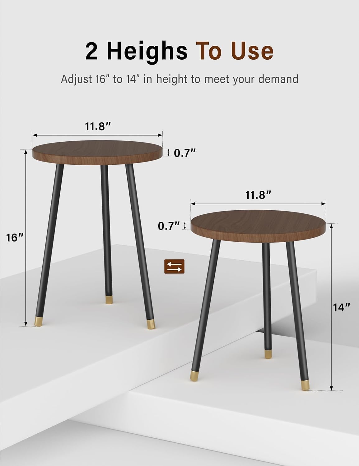 Plant Stand Indoor Outdoor: Small Plant Stand Indoor 16" Convertible Flowers Pot Holder - Small Round Side End Table Mid Century Modern Decor - Plant Table for Home Decor