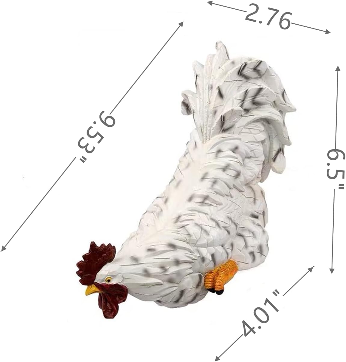 Garden Statues Cock Art Decoration Rooster Figurine Waterproof Chicken Sculpture Ornaments for Garden Yard Pathway Fence Porch Lawn (White)