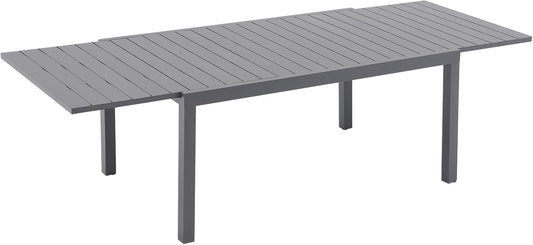 Soleil Jardin Aluminum Patio Extendable Dining Table, 63" - 105", Adjustable Indoor Outdoor Furniture Rectangle Table for 6-10 Person Porch Deck Garden, Dark-Grey