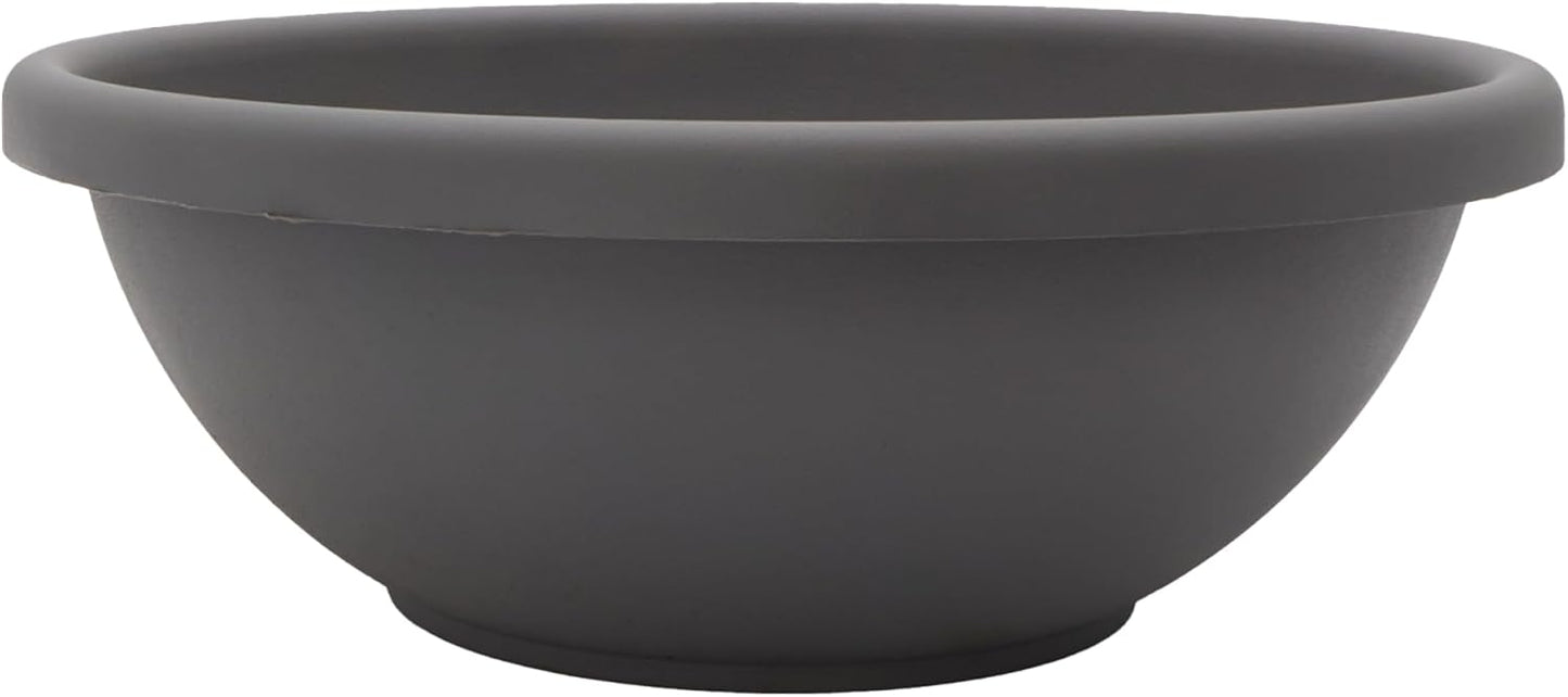 The HC Companies Shallow Planter with Drainage - Contemporary Garden Bowl Planter for Flowers, Herbs & More - Round Succulent Planter Pot for Indoors and Outdoors (20" Warm Gray, Pack of 1)