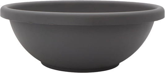 The HC Companies Shallow Planter with Drainage - Contemporary Garden Bowl Planter for Flowers, Herbs & More - Round Succulent Pot for Indoors and Outdoors (15.5" Warm Gray, Pack of 1)