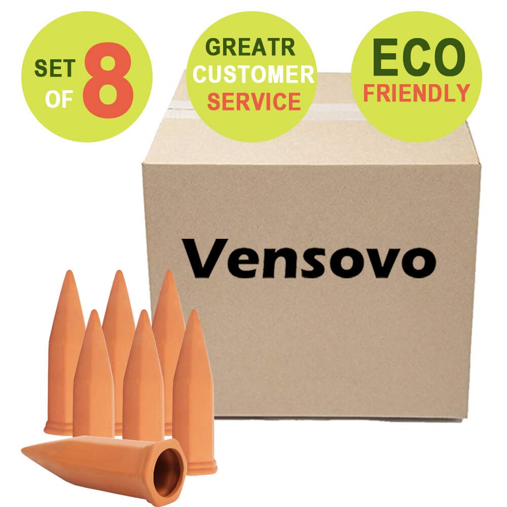 8pcs Terracotta Watering Spikes - Automatic Self Watering Stakes, Plant Watering Devices for Wine Bottles Recycled Bottles, Clay Plant Garden Waterers for Vacations