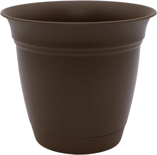 The HC Companies Eclipse Round Planter with Saucer - Outdoor & Indoor Plant Pot with Drainage Holes - Lightweight, UV-Resistant Plastic Pots for Plants, Flowers & Herbs (20" Chocolate, Pack of 1)