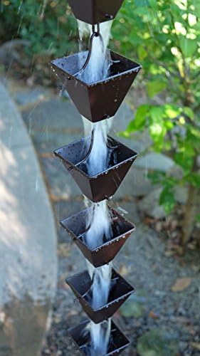 Nutshell Stores Medium Square Cups Rain Chain - Bronze - 11 Feet