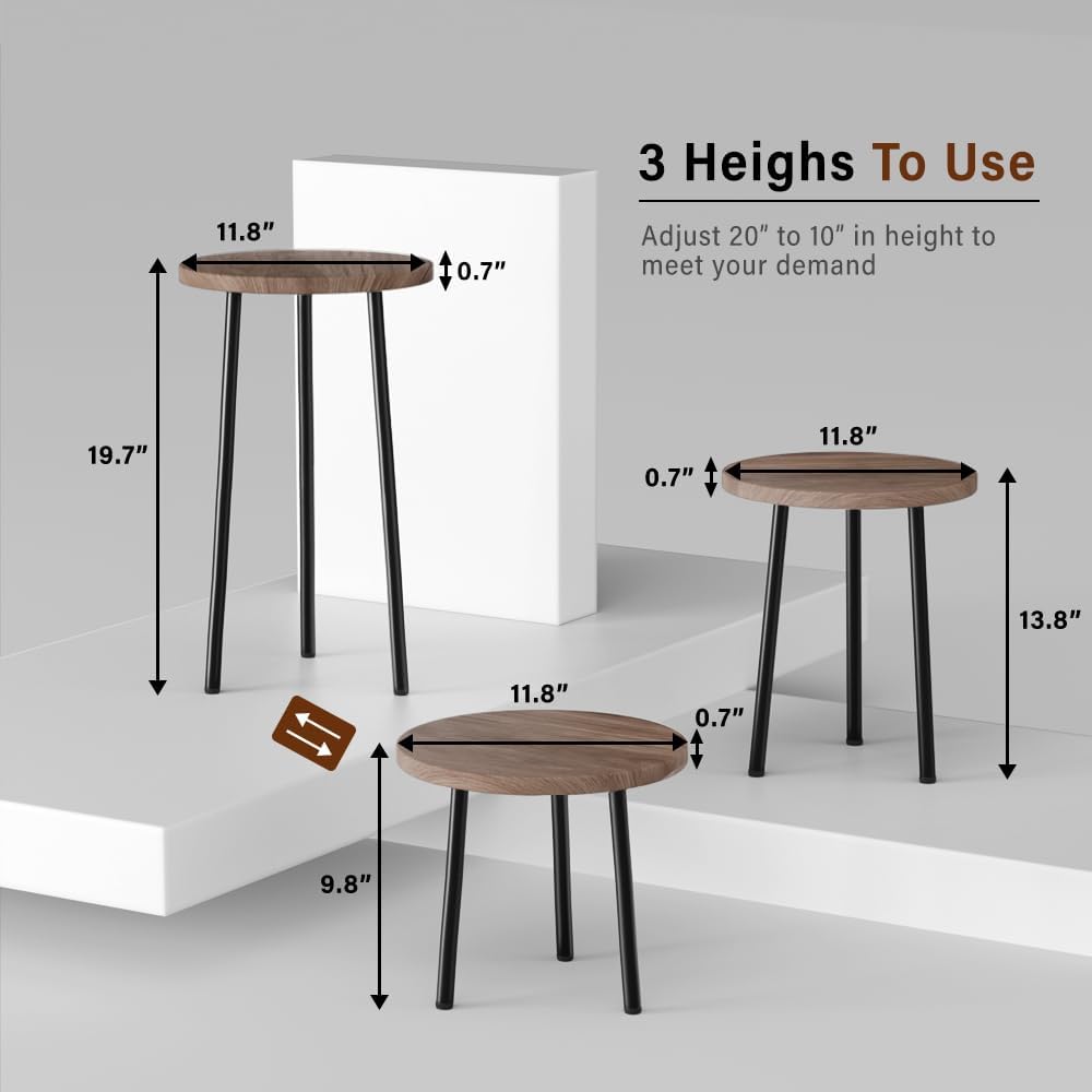 Plant Stand Indoor Tall: Corner Wood Plant Stand 2 Pack Mid Century Modern Decor - Small Round Plant Table for Indoor Plants - Outdoor Plant Holder for Patio Living Room Bathroom Office (Grey Wood)