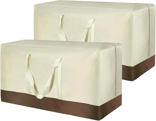 Outdoor Cushion Storage Bag 420D Waterproof Rectangular, Extra Large Outdoor Patio Cushion Storage Bag, with Zipper and Handles 68" L x 20" W x 28" H Black(2 Pack)