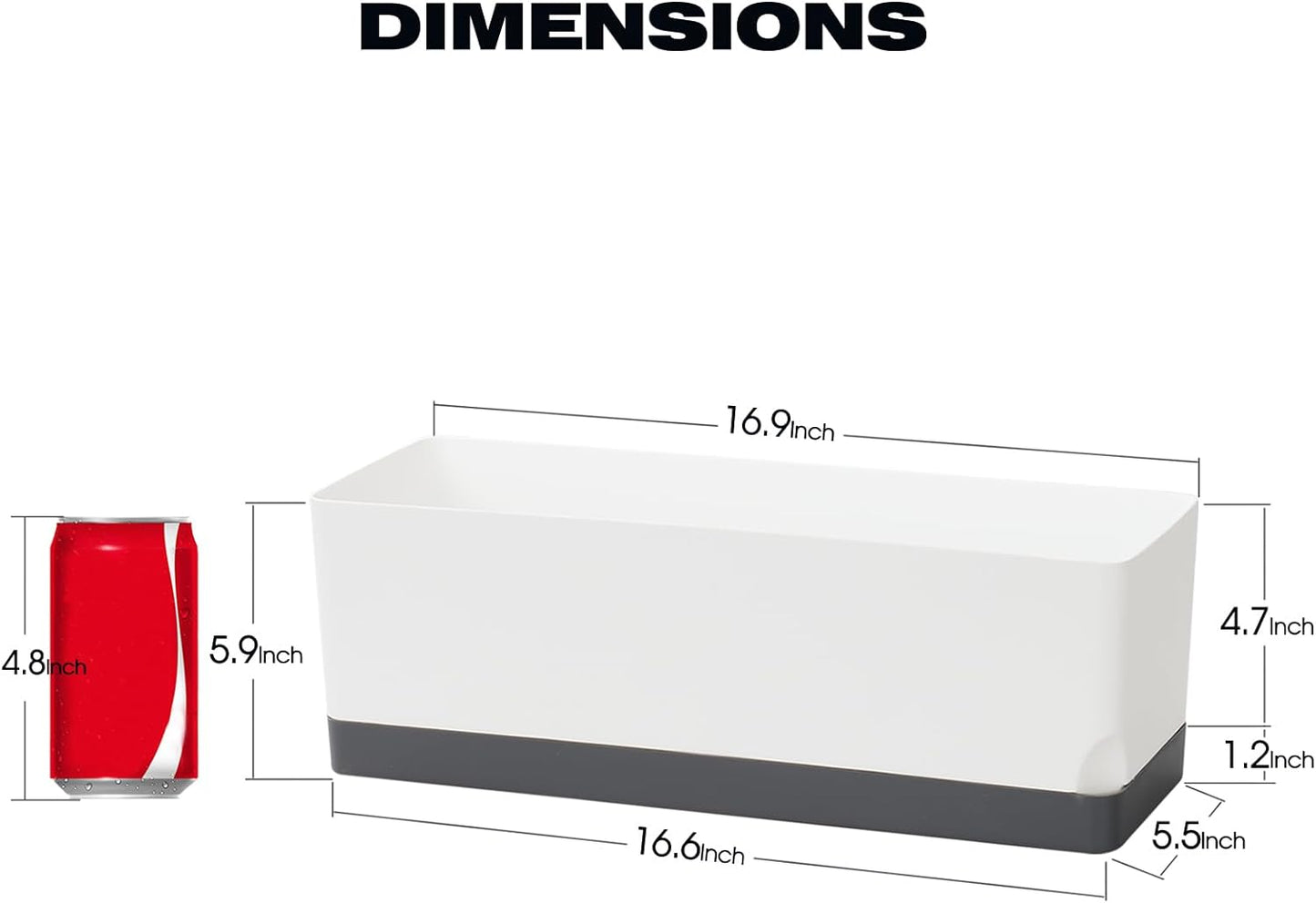 Self Watering Planters Pots for Indoor Plants, 2 Pack 17 Inch Plastic Planter Box Flower Pots for Indoor Outdoor Plants, Rectangle Herb Planter Window Boxes Planters with Drainage, Dark Gray Tray