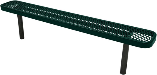 Coated Outdoor Furniture Heavy-Duty Outdoor Bench Thermoplastic Coated, Expanded Metal, Commercial-Grade Seating, Made in America (Inground Without Back, 6 Ft, Dark Green)