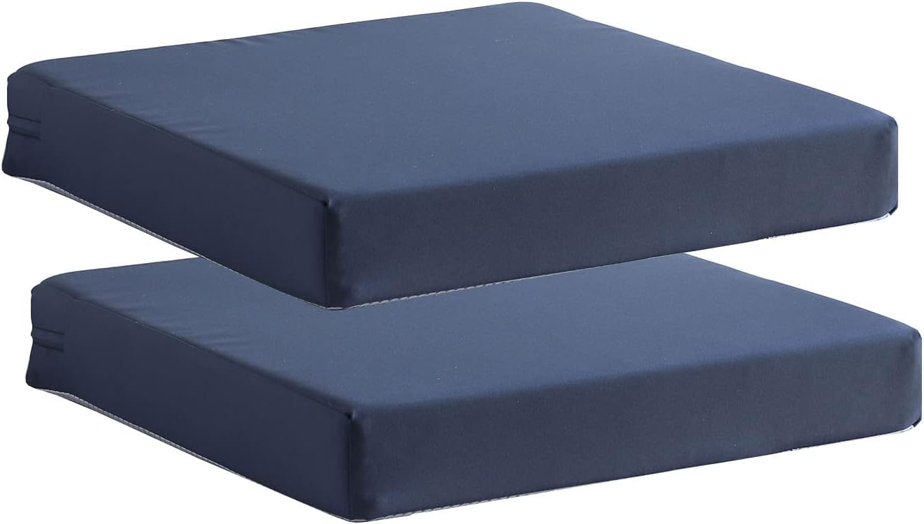 Patio Chair Cushions Set of 2 Non Slip Bottom Chair Pad with Ties Waterproof Square Outdoor Seat Cushion Replacement for Garden Swing Furniture 20x20 Inch, Navy Blue