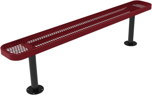 Coated Outdoor Furniture Heavy-Duty Outdoor Bench Thermoplastic Coated, Expanded Metal, Commercial-Grade Seating, Made in America (Surface Without Back, 6 Ft, Burgundy)