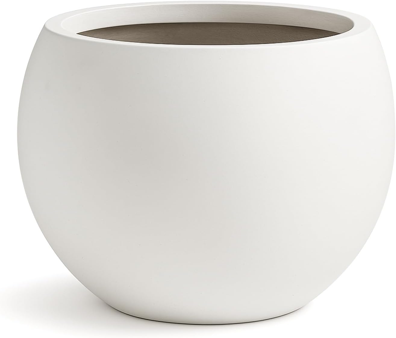 Ball Fiberstone Planter Outdoor Indoor, Large Tall Plant Pots for Front Porch, Patio, Garden (White, 20 inch)