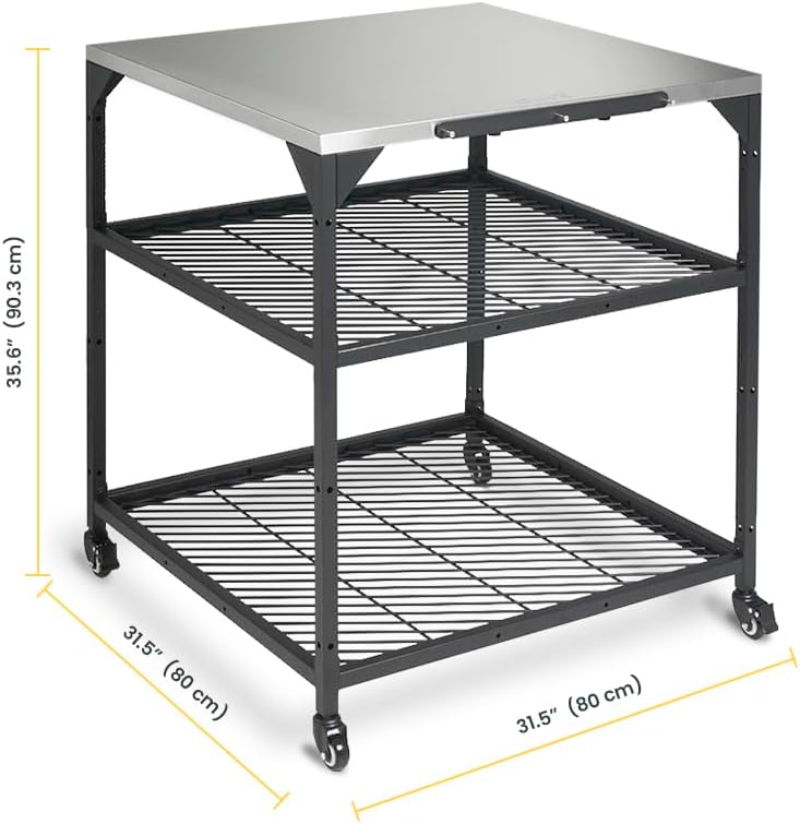 Ooni Large Outdoor Modular Table - 31x31x35 Pizza Oven Cart, Stainless Steel Grill & BBQ Stand, Outdoor Table