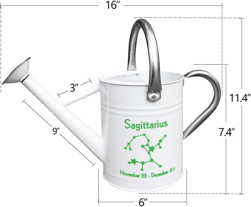 12 Constellation Series Metal Watering Can for Outdoor and Indoor Plants, Watering Can Decor, 1 Gallon (Sagittarius)