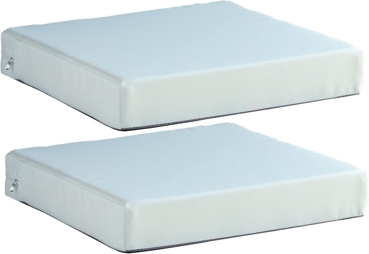 Patio Chair Cushions Set of 2 Non Slip Bottom Chair Pad with Ties Waterproof Square Outdoor Seat Cushion Replacement for Garden Swing Furniture 22x22 Inch, White