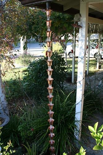 Nutshell Stores Flower Cups Rain Chain - Copper - 9 Feet