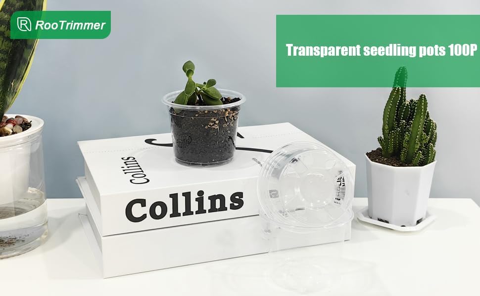 100 Pack 2.8 Inches Clear Plant Pots with Drainage Holes, Transparent Seeding Nursey pots, Round Plastic pots for Seeds Starter, Seeds Germination