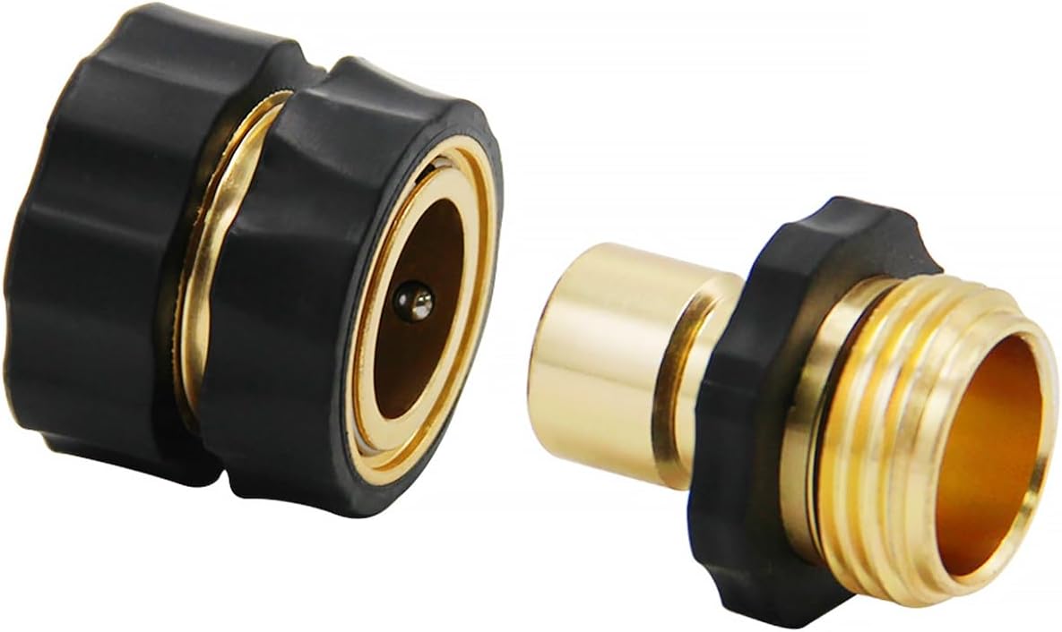 3/4 Inch Garden Hose Quick Connector Fittings, Easy Connector Fitting, Male and Female Set, (2)
