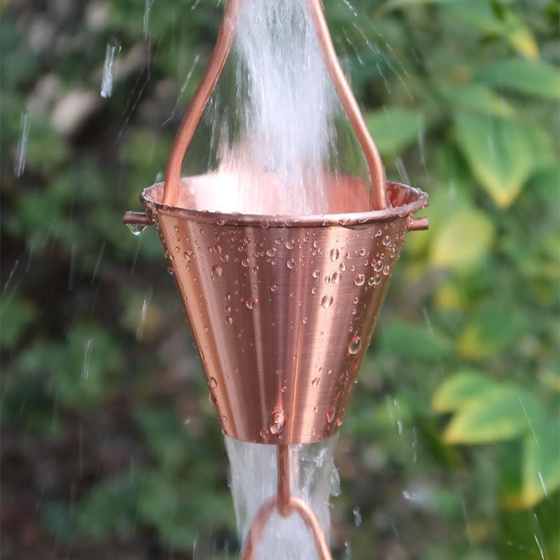 Nutshell Stores Steel Cups Rain Chain - Copper Plated - 12 Feet
