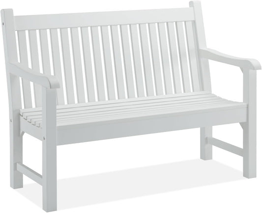 Psilvam 2-Person Poly Lumber Outdoor Bench with 700 Lbs Weight Capacity – Weatherproof Garden Seating for, Balcony Porch & Park, All-Weather Fade-Resistant Patio Furniture (White)