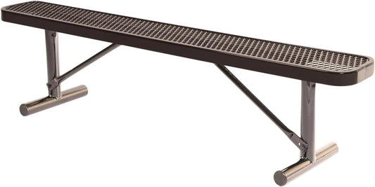 Coated Outdoor Furniture Heavy-Duty Portable Outdoor Bench Thermoplastic Coated, Expanded Metal, Commercial-Grade Seating, Made in America (Portable Without Back, 6 Ft, Brown)