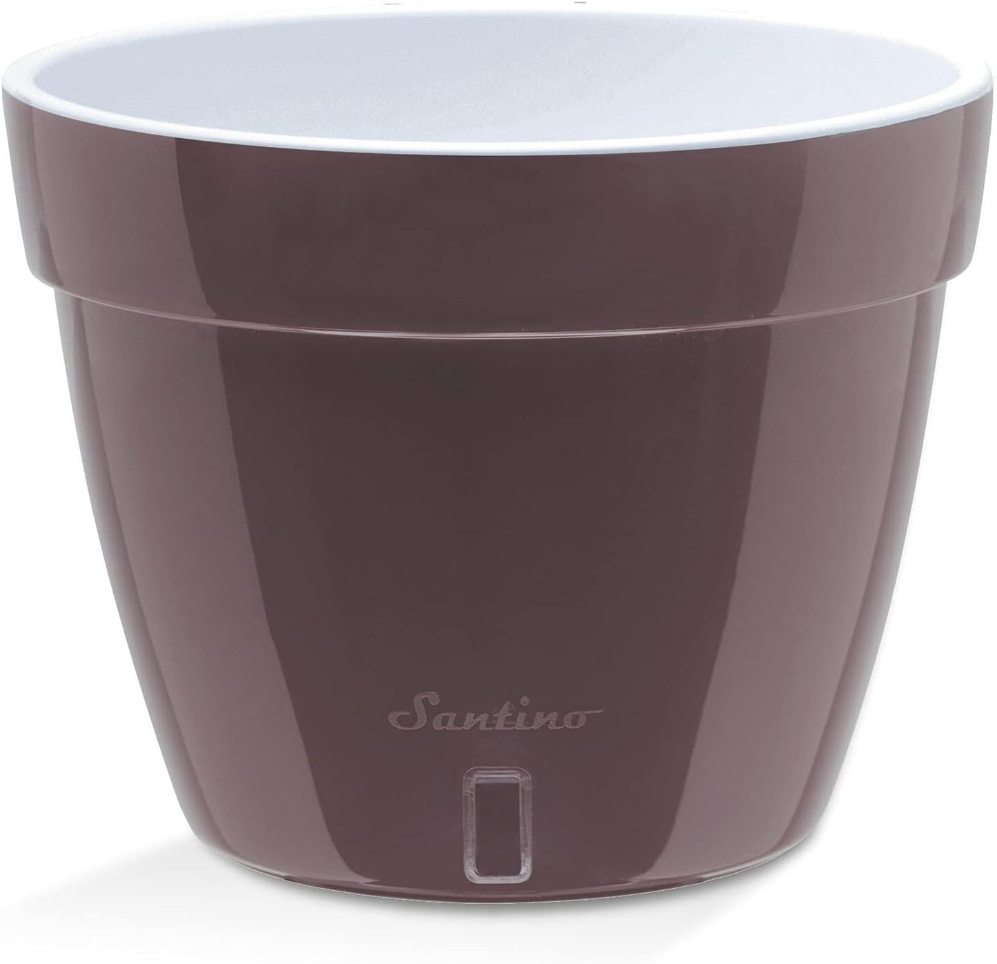 Santino ASTI 7.1 Inch Self Watering Planter SHADE/WHITE for Indoor Plants - Premium Quality Modern Plastic Planter Pot w/ Water level Indicator for All House Herbs, Plants, African Violets and Dahlias