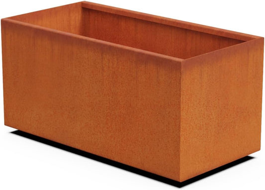 Large Rectangular Planters for Outdoor Plants - 36x18x18 Inch Corten Steel Planter Box | Extra Large Outdoor Planters for Patio & Garden | Heavy Duty Metal Planter Rectangle