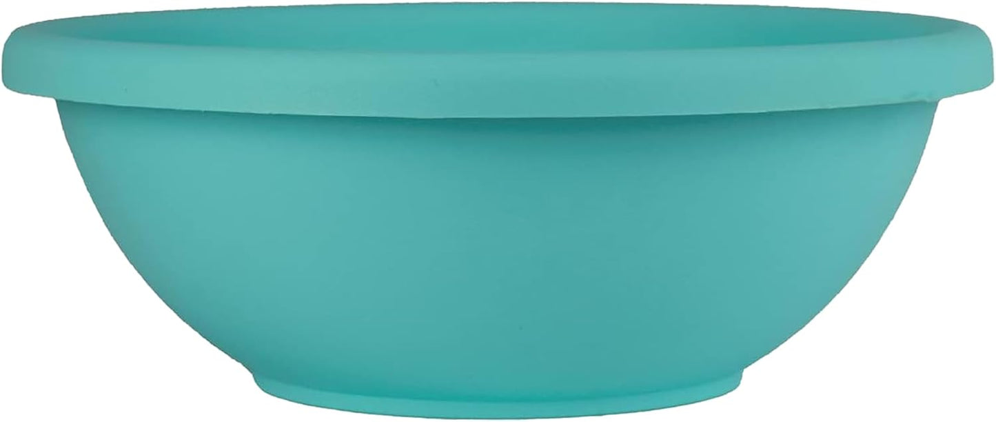 The HC Companies Shallow Planter with Drainage - Contemporary Garden Bowl Planter for Flowers, Herbs & More - Round Succulent Planter Pot for Indoors and Outdoors (15.5" Teal, Pack of 1)