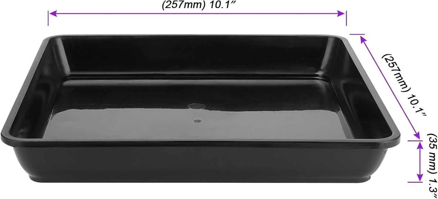 JOIKIT 15 PCS 10 x 10 Inch Square Plant Saucer, Plastic Plant Saucer Drip Tray, Square Flower Pot Tray for Indoors and Outdoor Plant Pots, 1.38 Inch Deep, Black