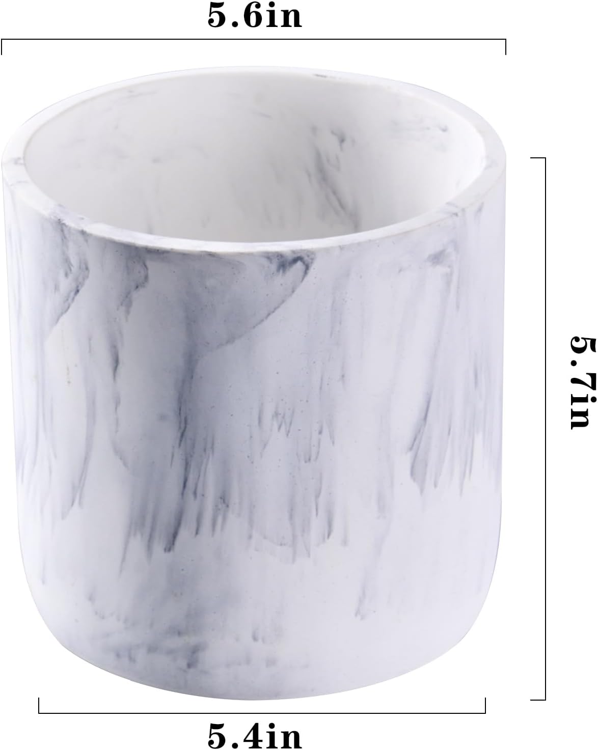 Ekirlin 6 Inch Resin Plant Pot Indoor - Natural Marble Texture Garden Planter with Drainage Hole, Removable Rubber Stopper and Non-Slip Soft Pad, Modern Succulents Containers for Home, Outdoor