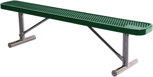 Coated Outdoor Furniture Heavy-Duty Portable Outdoor Bench Thermoplastic Coated, Expanded Metal, Commercial-Grade Seating, Made in America (Portable Without Back, 6 Ft, Green)