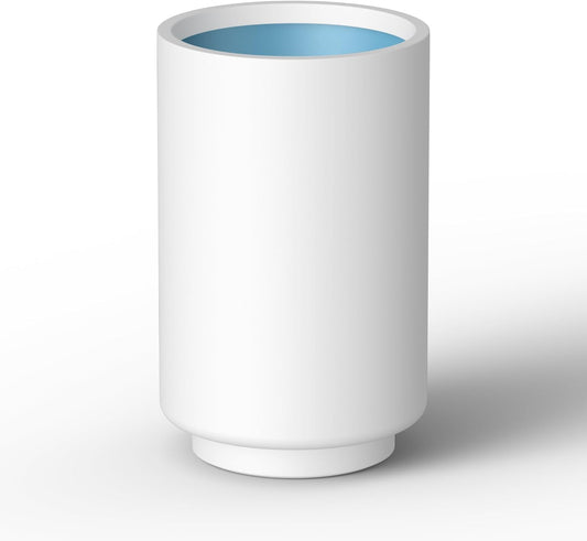 Kante 15.7 Inch Tall Concrete Planter, Round Pedestal Design Garden Pot for Indoor Outdoor Plants, Modern Garden Pot with Drainage Hole, White Finish with Aqua Blue Interior