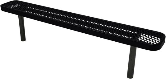 Coated Outdoor Furniture Heavy-Duty Outdoor Bench Thermoplastic Coated, Expanded Metal, Commercial-Grade Seating, Made in America (Inground Without Back, 6 Ft, Black)