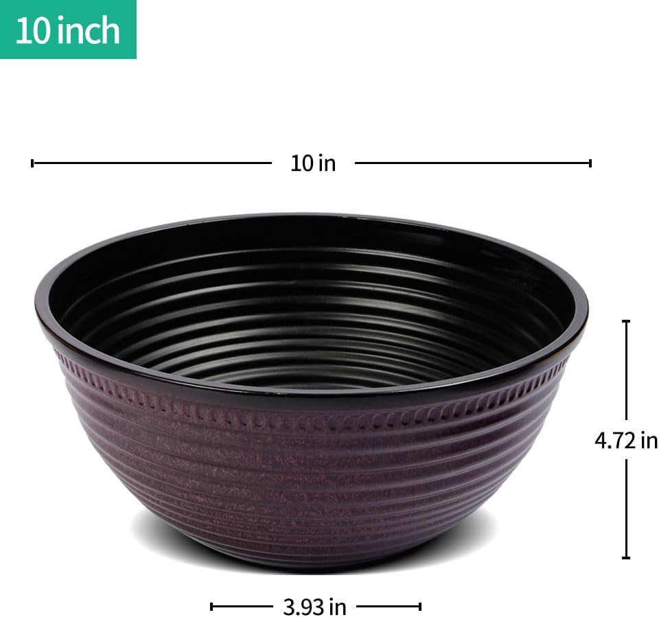 2 Pack 10 Inch Plant Pots,Durable Decorative Flower Pots Planters with Drainage Hole for Indoor and Outdoor Plants,Flowers,Succulents, Purple
