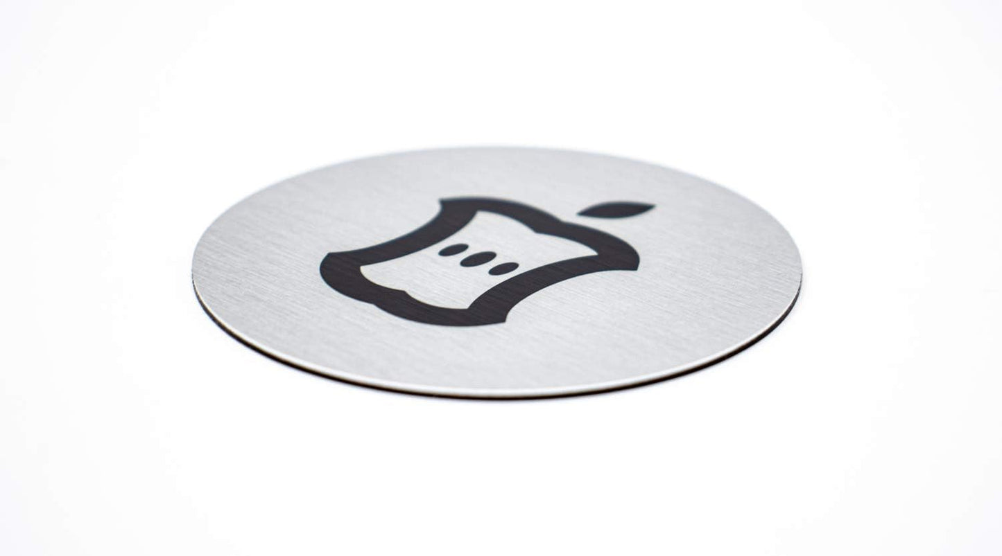 Metal Compost Sign | 2” Round, Compost Bin Label for Waste Basket | Brushed Silver Aluminum with Black Compost Symbol | Environment Signs | Ready to Hang