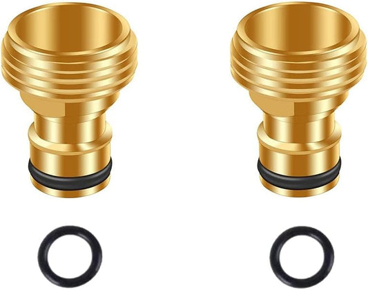 Garden Water Pipe Quick Connector, No-Leak 3/4 Inch GHT Thread Fitting Water Hose Male Adapter, Heavy-Duty Rust Resistant Brass Water Pipe Connect, Easy to Use (2 Male Connect）