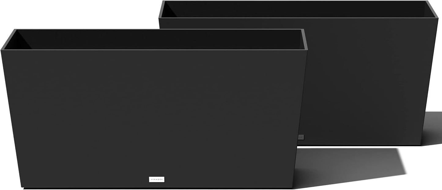 Veradek Pure Series Midori Trough Planter - Large Rectangular Planter for Indoor or Outdoor Deck/Porch | Durable All-Weather Use with Drainage Holes | Modern Decor for Shrubs, Flowers, Small Plants