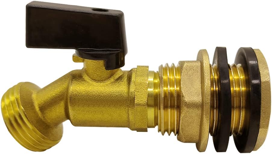 Hooshing Brass Rain Barrel Spigot Kit Quarter Turn Ball Valve Faucet with Bulkhead Fitting for Aquariums, Water Tanks, Tubs, Pools