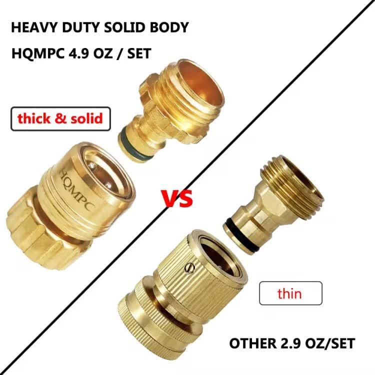 HQMPC Garden Hose Quick Connect No Pb Brass Hose Quick Connect Quick Connect Hose Fittings Water Hose Connectors 3/4" GHT (4SETS)